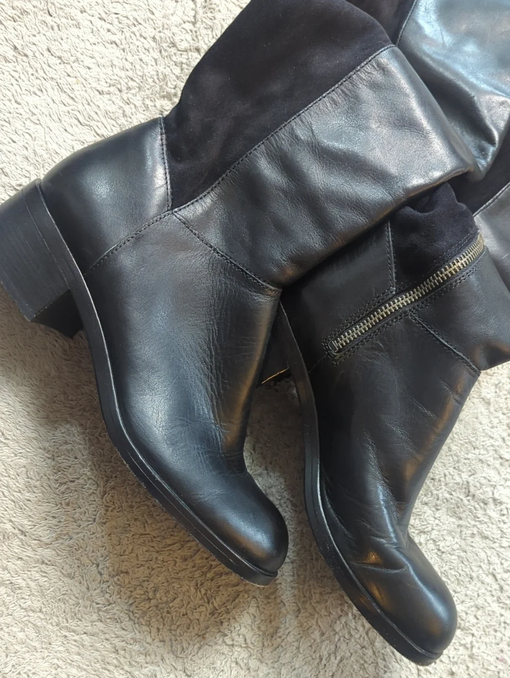 Marc by Marc Jacobs Black Leather & Suede Over The Knee Boots Size 39